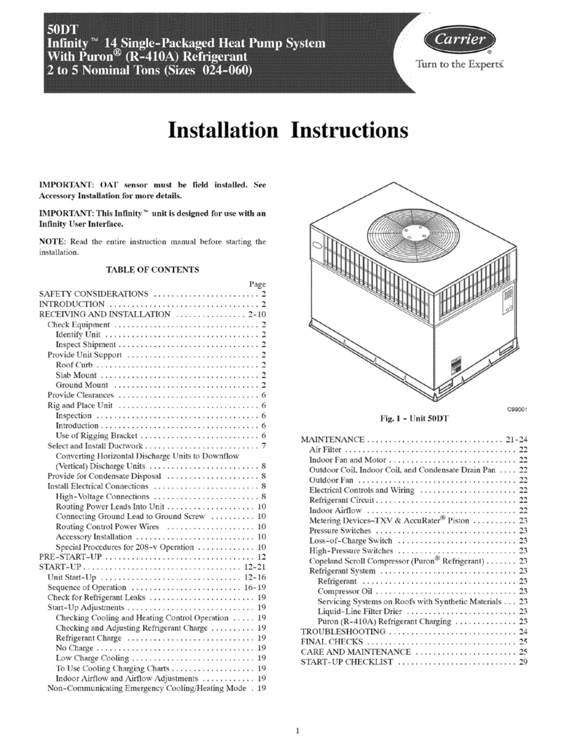 Carrier Infinity 50DT installation instructions Carrier Infinity 50DT installation instructions
