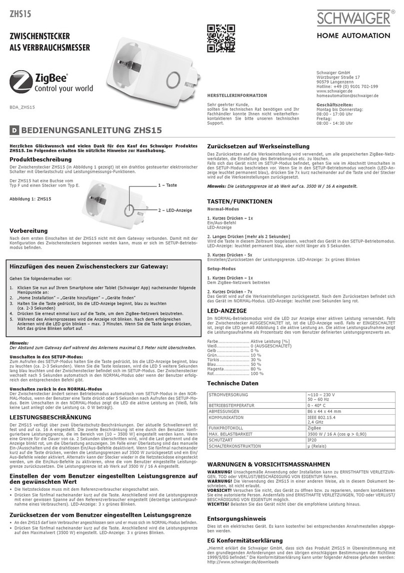 Schwaiger ZHS15 user manual