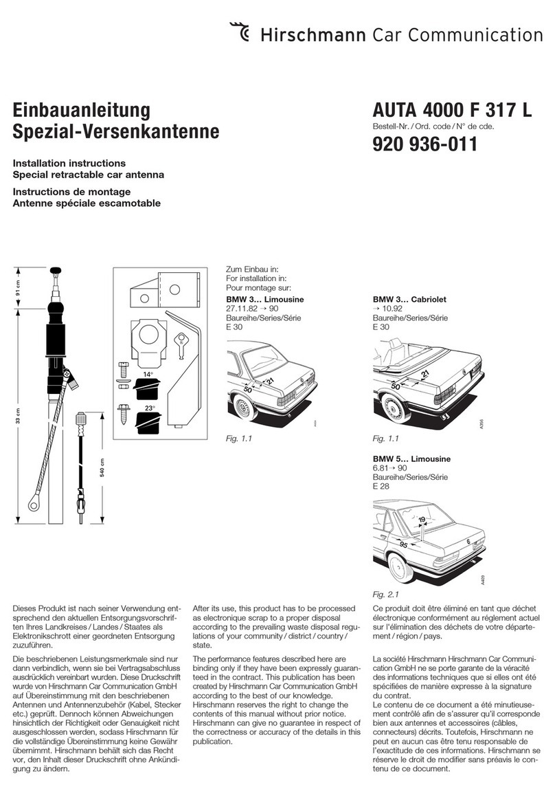 Hirschmann Car Communication AUTA 4000 F 317 L installation instructions Hirschmann Car Communication AUTA 4000 F 317 L installation instructions
