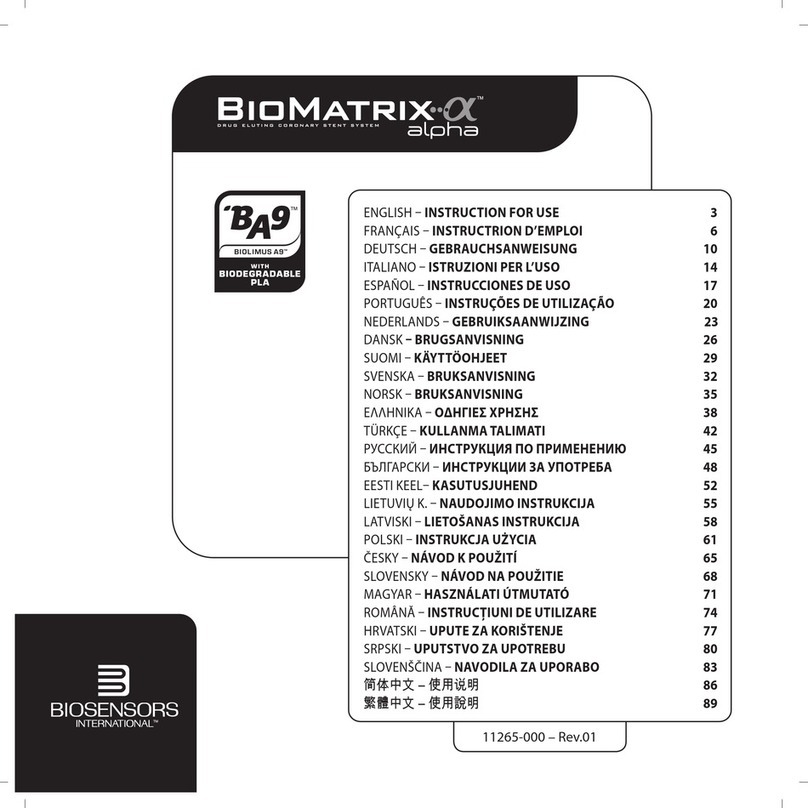 BIOSENSORS BioMatrix Alpha BMX6-3514 Instructions for use