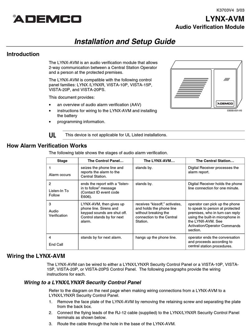 ADEMCO LYNX-AVM Assembly instructions