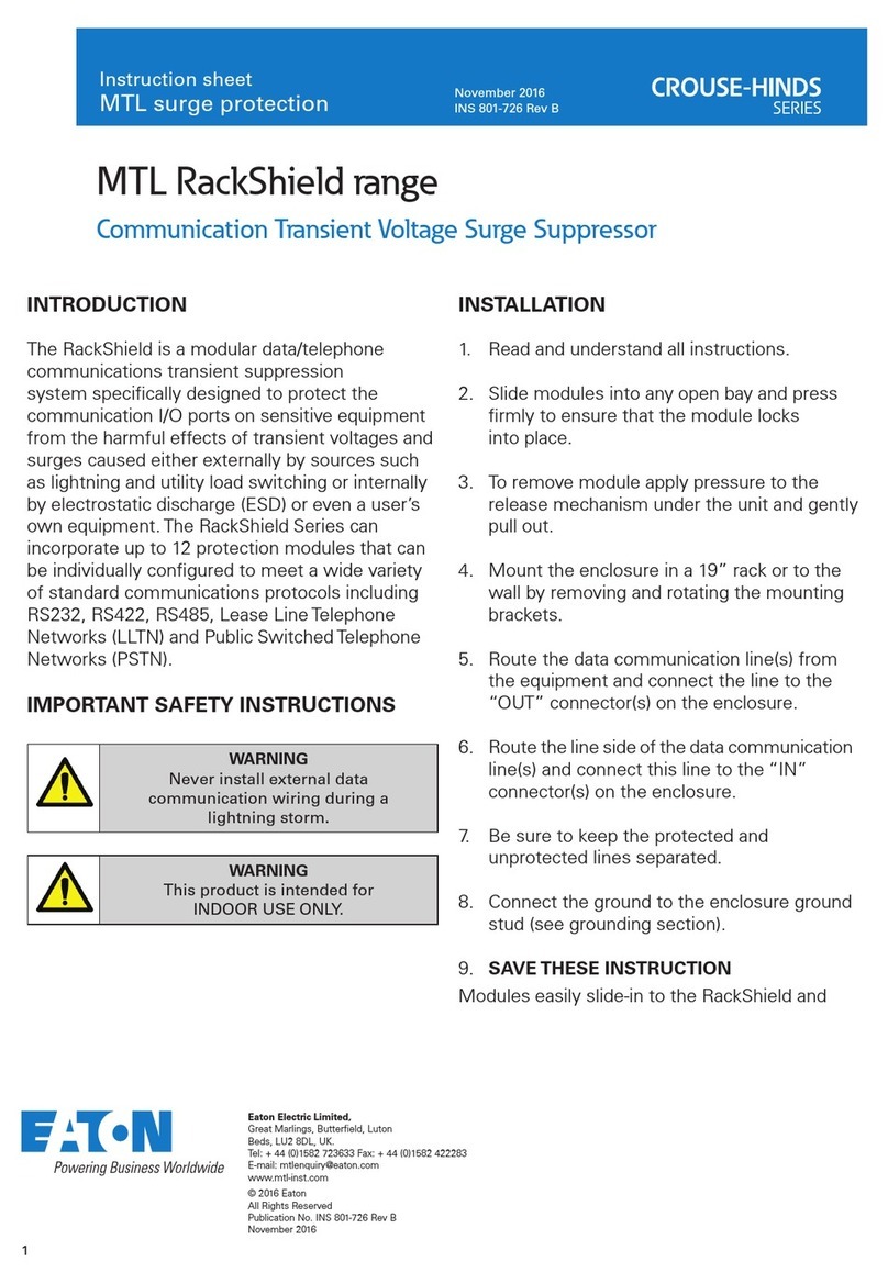 Eaton CROUSE-HINDS MTL RackShield Series instruction sheet