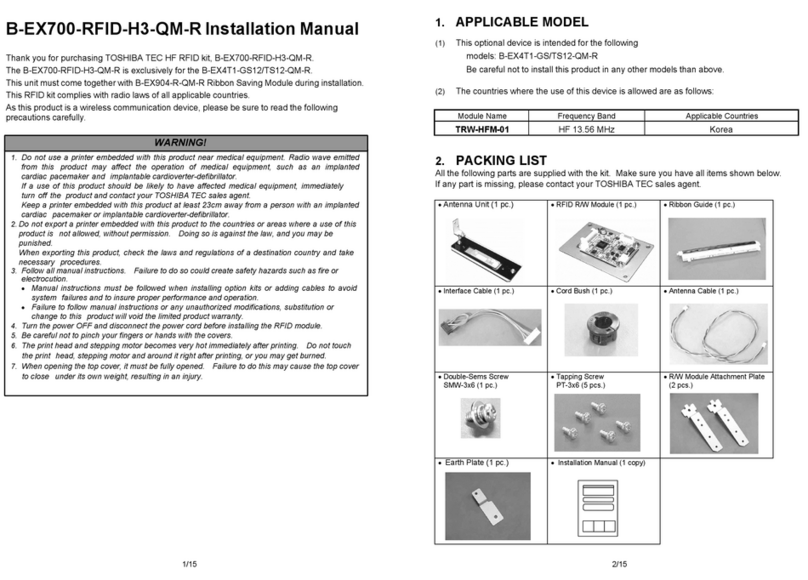 Toshiba B-EX700-RFID-H3-QM-R installation manual