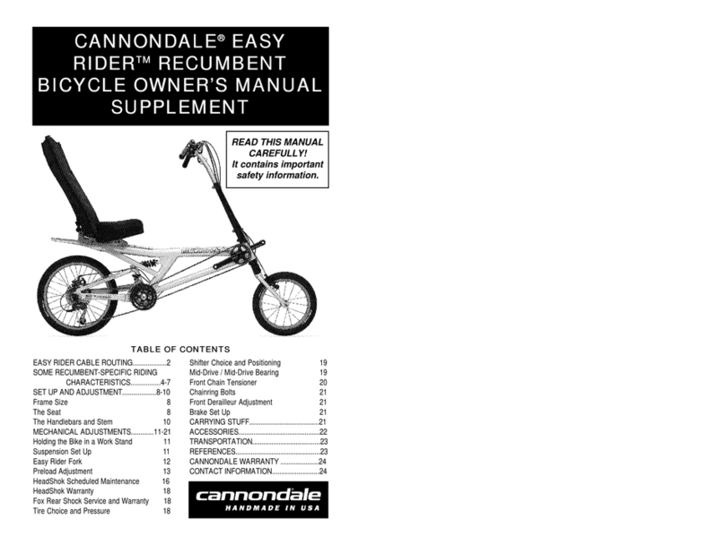 Cannondale Easy Rider Owner's manual supplement