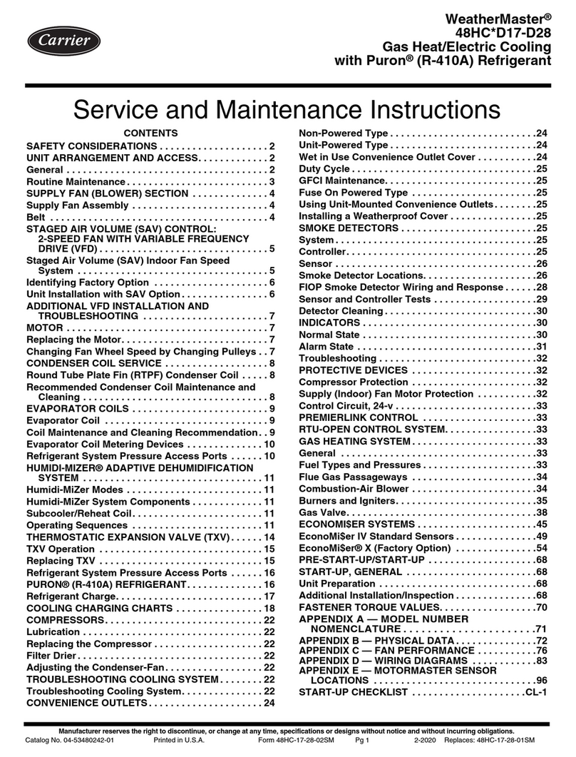 Carrier WeatherMaster Puron 48HC D17 Installation and user guide