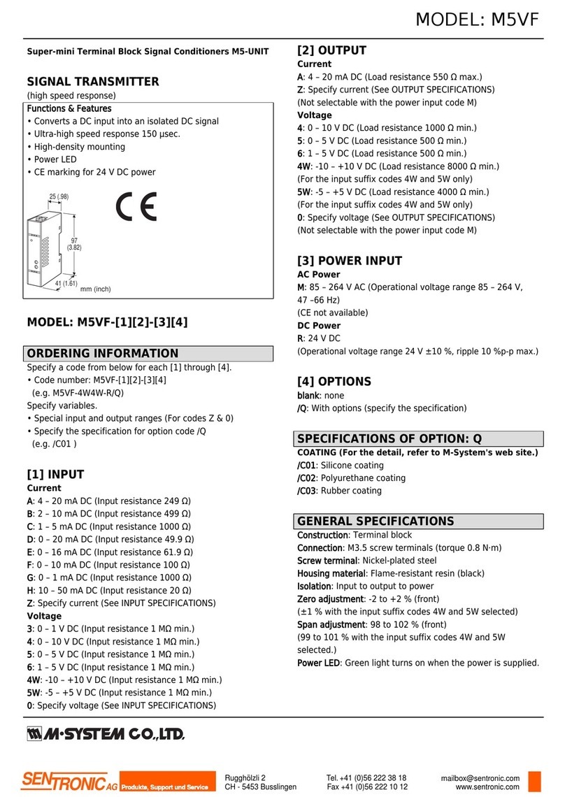 SENTRONIC M5VF Series User manual