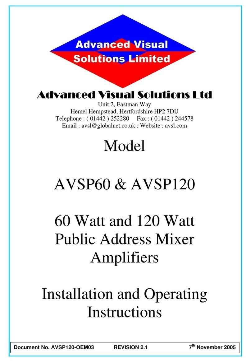 Advanced Visual Solutions AVSP60 Installation and operating instructions