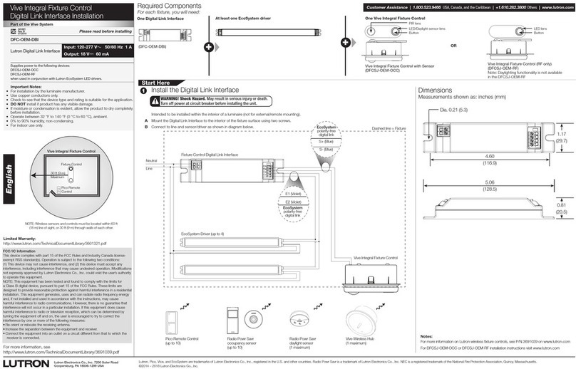 Lutron Electronics DFC-OEM-DBI Guide
