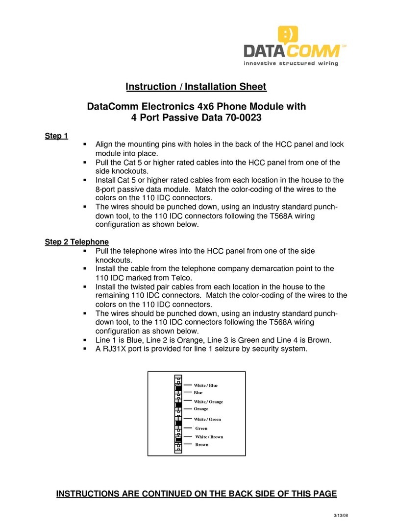 DataComm 70-0023 Instruction/installation sheet DataComm 70-0023 Instruction/installation sheet