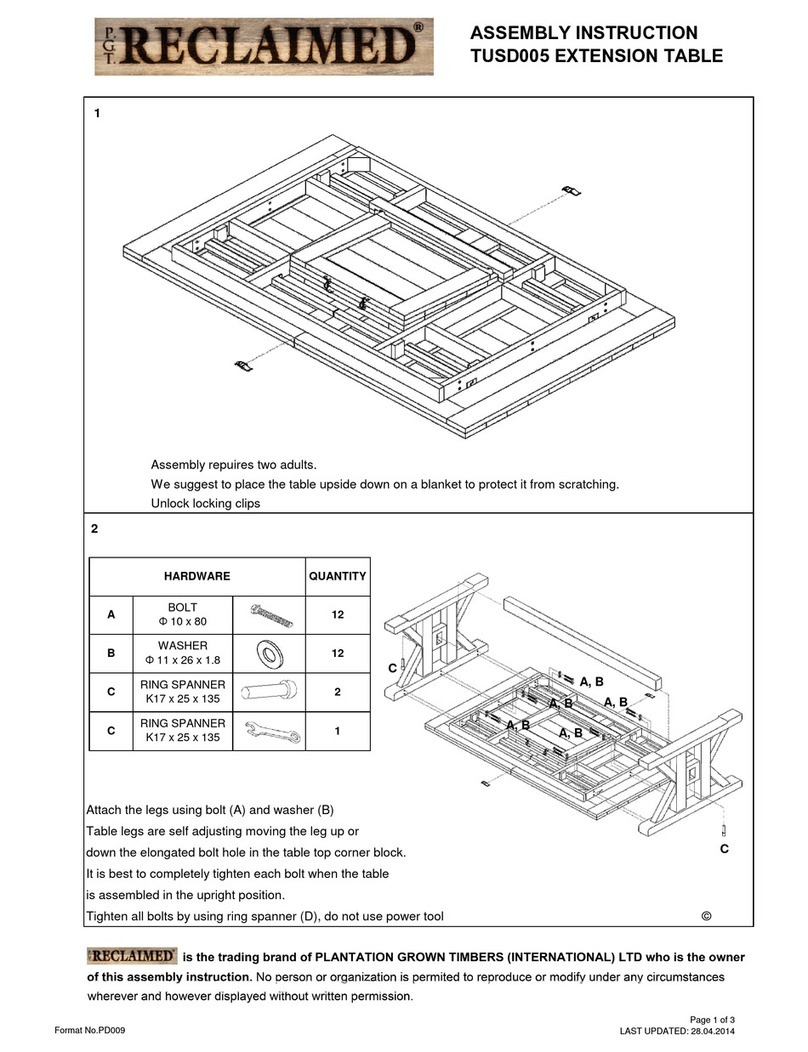 PGT RECLAIMED TUSD005 Assembly instruction PGT RECLAIMED TUSD005 Assembly instruction