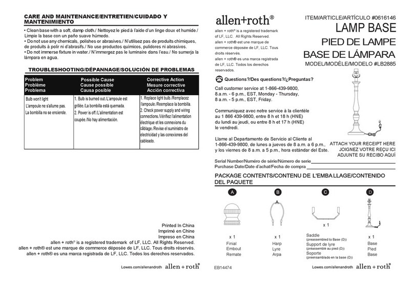 LF allen+roth LB2885 Maintenance manual