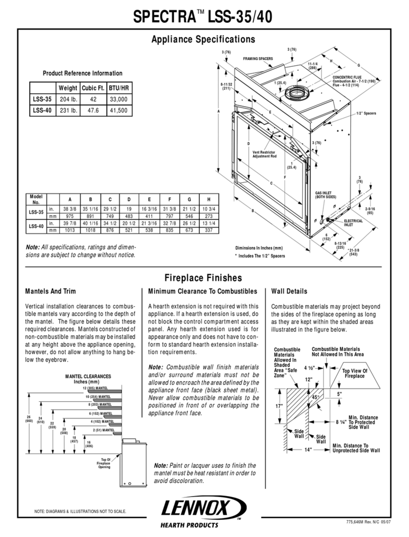 Lennox Hearth Products SPECTRA LSS-35 Detailed Planning Dimensions