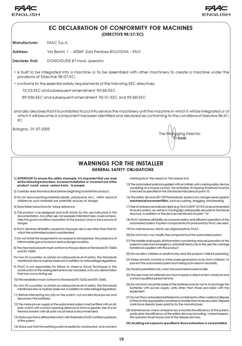 FAAC DOMOGLIDE-B7 User manual