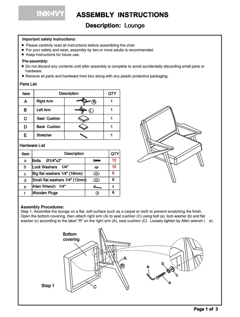 INK+IVY Lounge Assembly instructions INK+IVY Lounge Assembly instructions