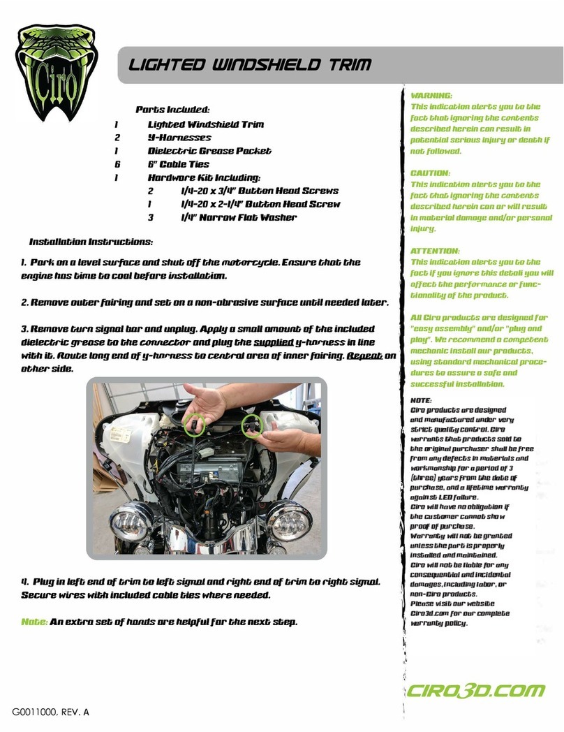 Ciro LIGHTED WINDSHIELD TRIM quick start guide