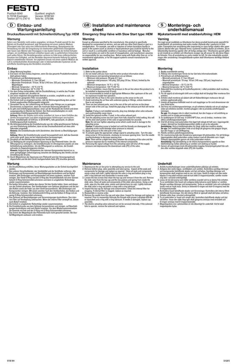 Festo HEM Series Installation and maintenance sheet Festo HEM Series Installation and maintenance sheet