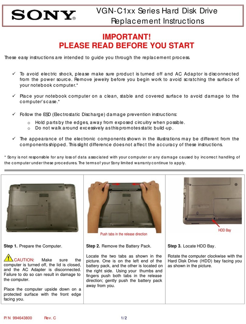 Sony VGN-C1 Series Replacement instructions