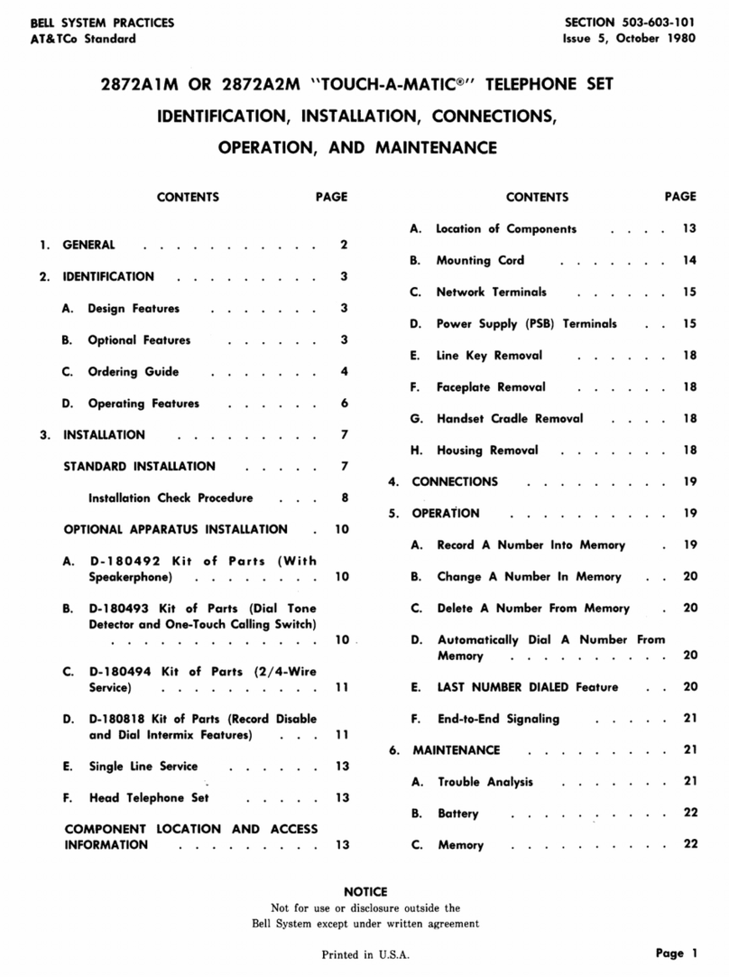 Bell System Practices TOUCH-A-MATIC 2872A1M Instruction manual