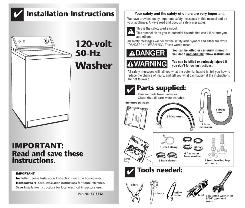 Whirlpool 2DLSQ7533JQ4 installation instructions Whirlpool 2DLSQ7533JQ4 installation instructions