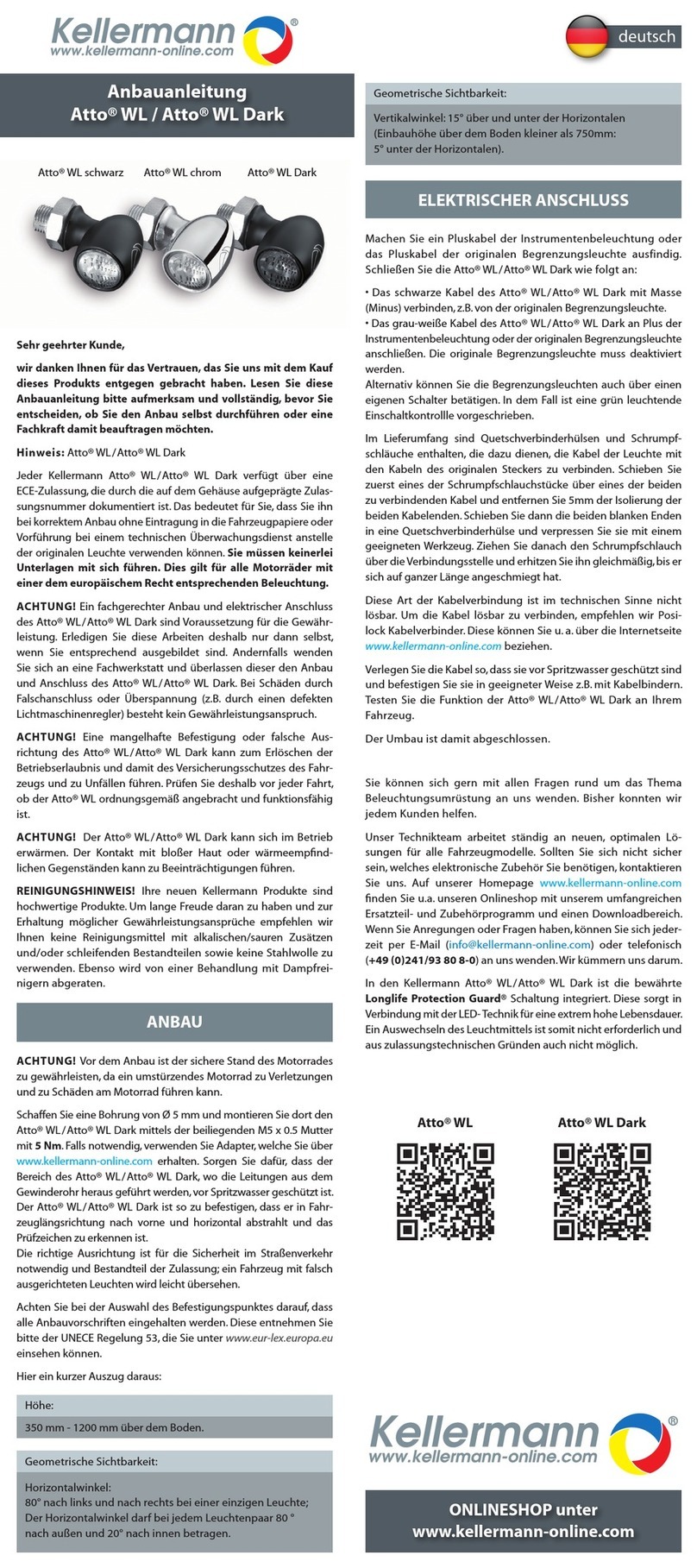 kellermann Atto WL installation manual