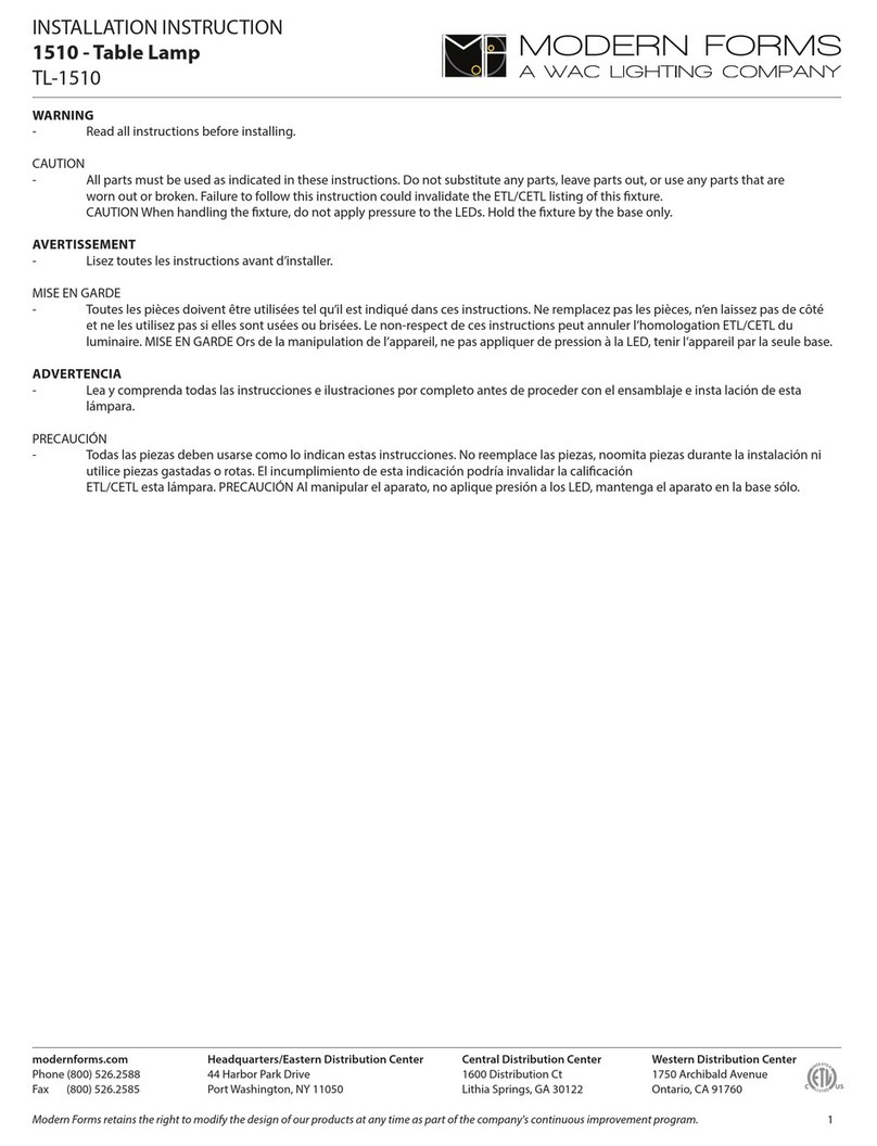 WAC Lighting Modern Forms TL-1510 Installation instruction