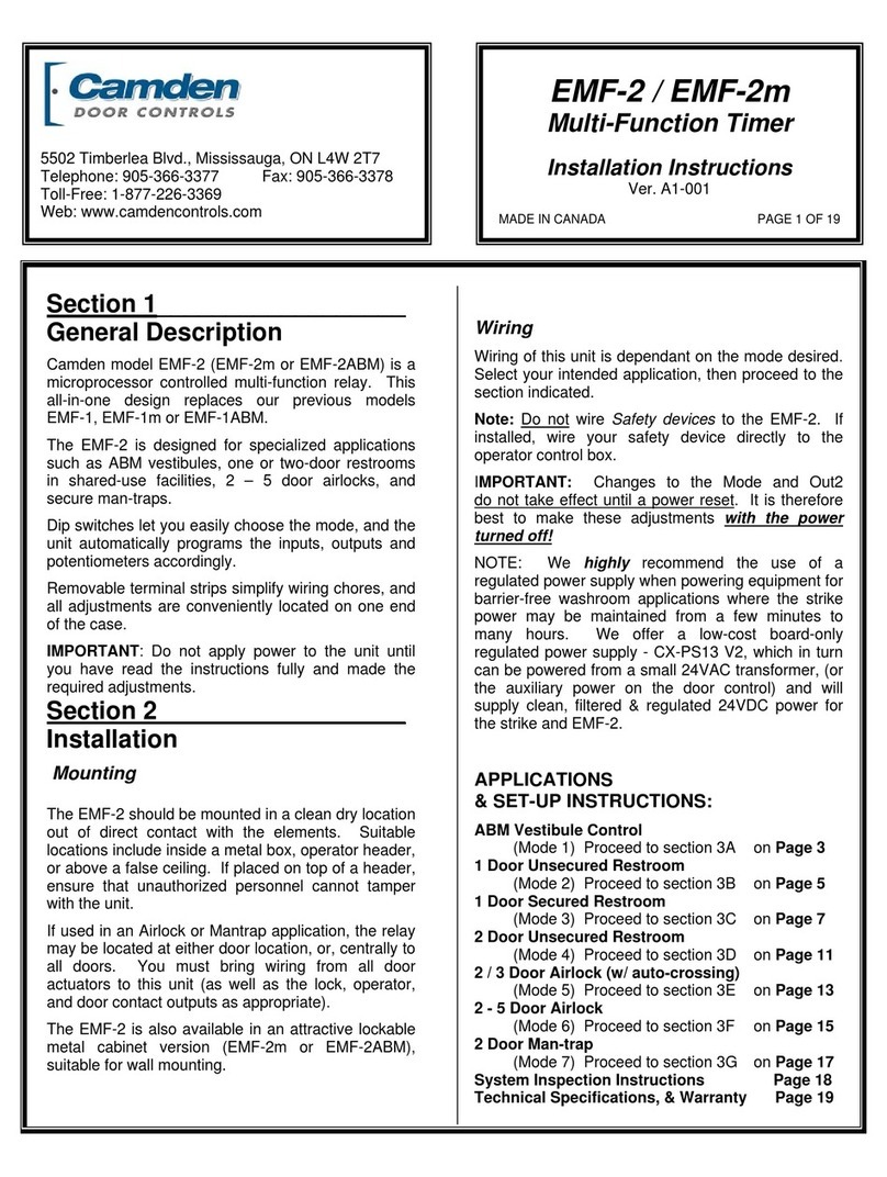 CAMDEN EMF-2 installation instructions