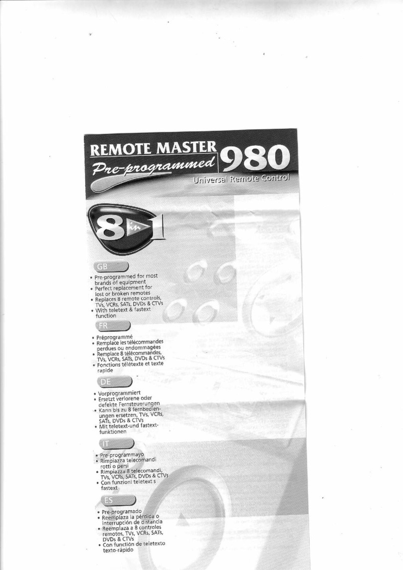 Remotec Remote Master 980 Pre-programmed manual