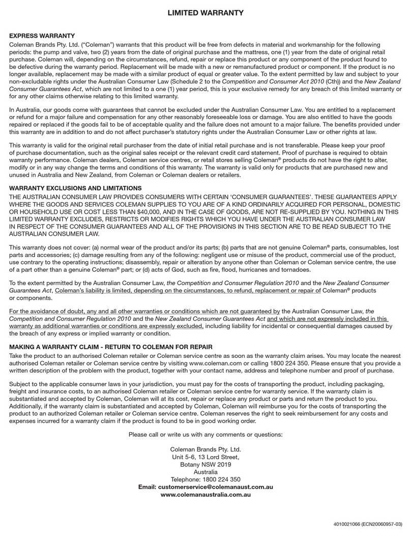AeroBed 109 AU instruction manual