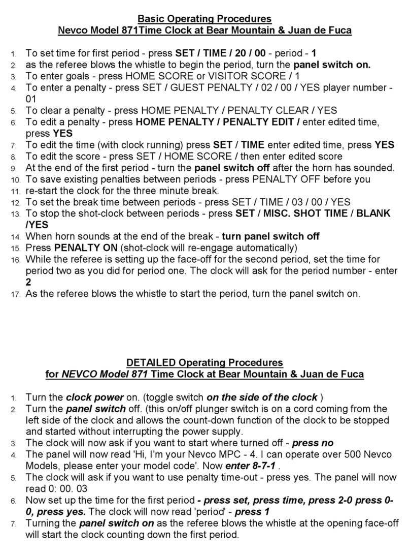 Nevco 871 Hockey Manual