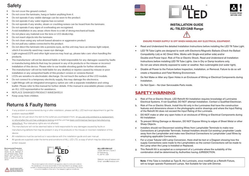 All LED AL-T8LED12AB Range installation guide