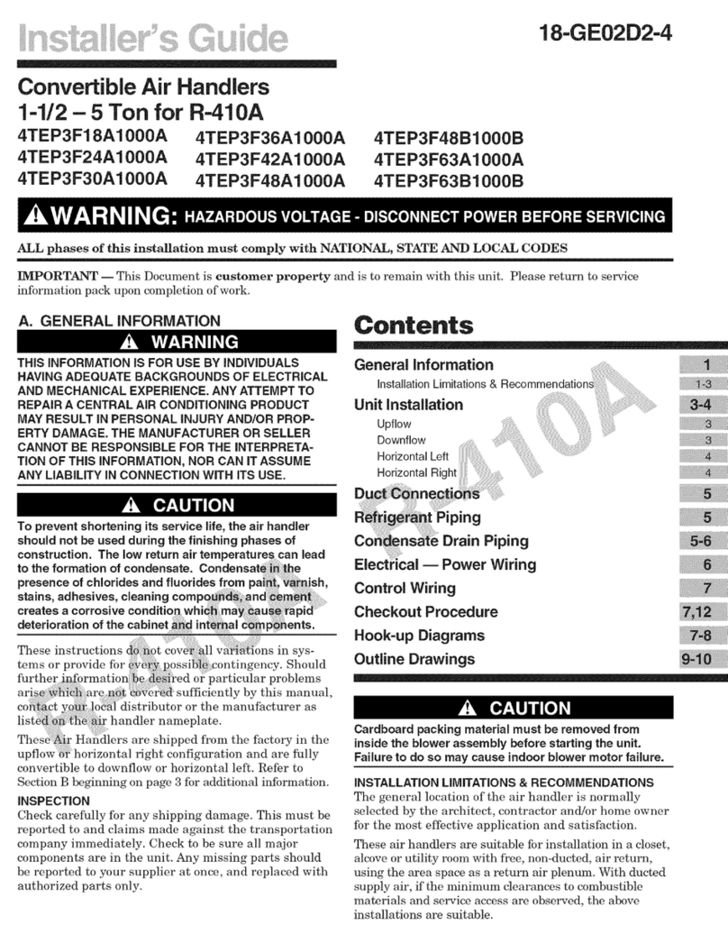 Trane 4TEP3F18A1000A Assembly instructions
