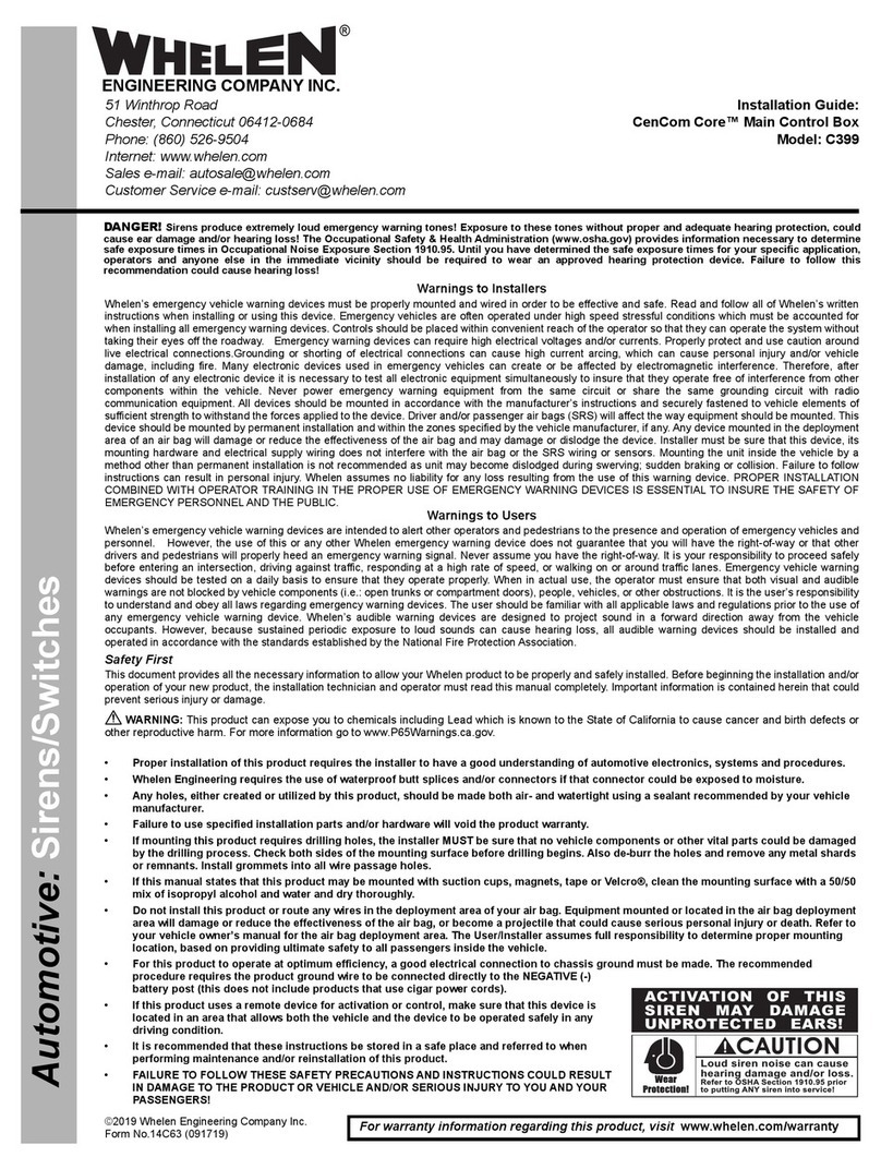 Whelen Engineering Company CenCom Core C399 User manual