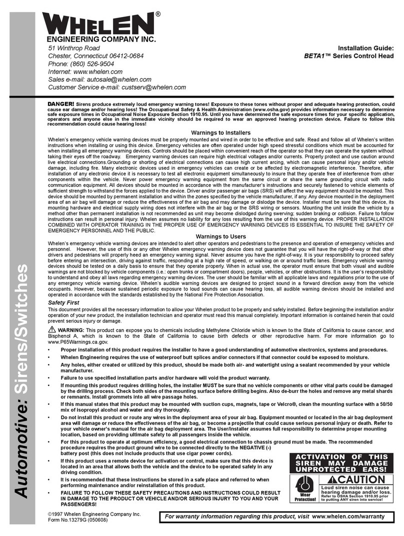 Whelen Engineering Company BETA1 Series installation guide
