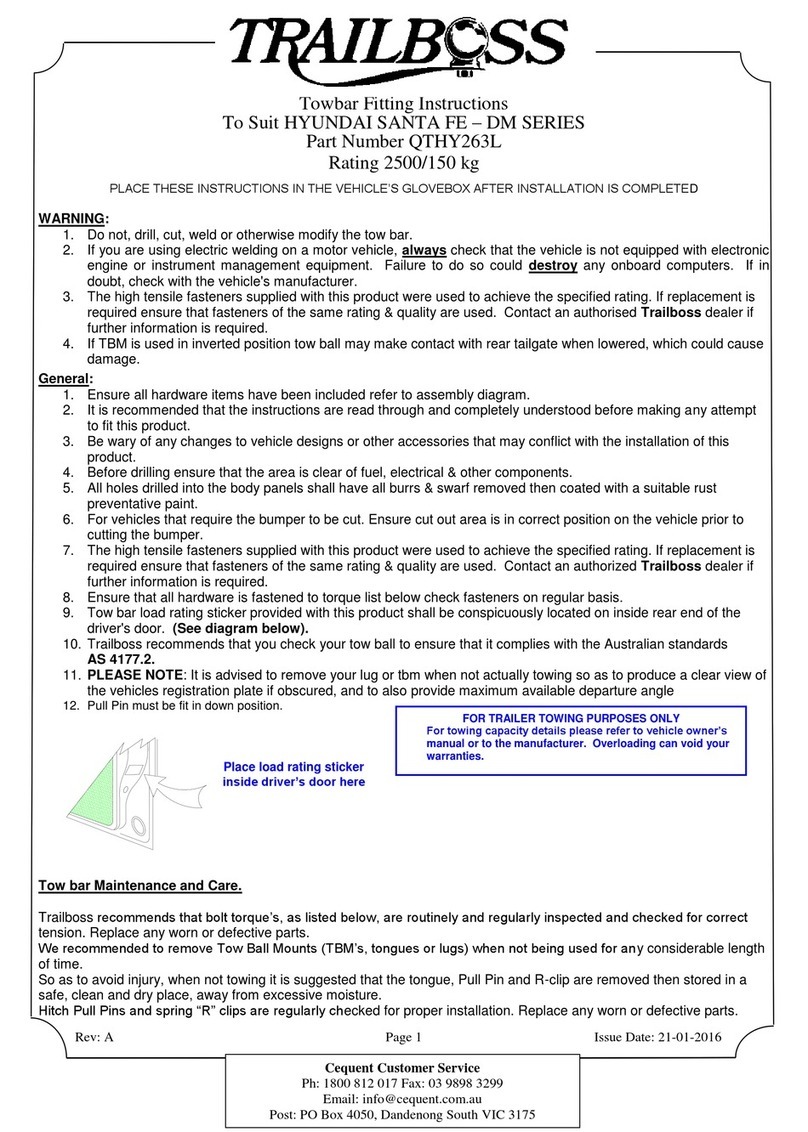 Trailboss QTHY263L Fitting instructions