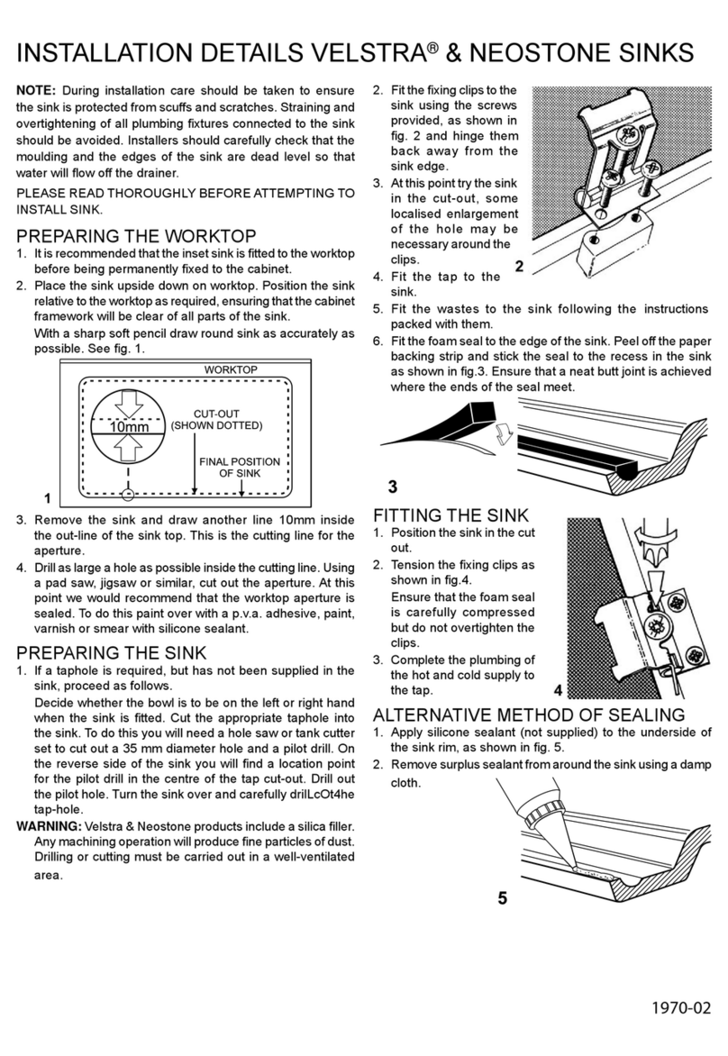 Leisure Sinks Velstra Installation details