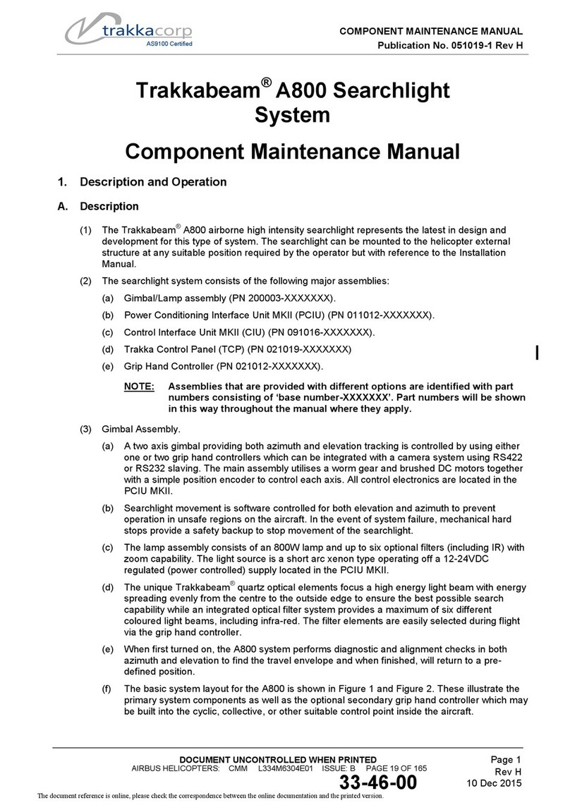 Trakka Corp Trakkabeam A800 Component Maintenance Manual