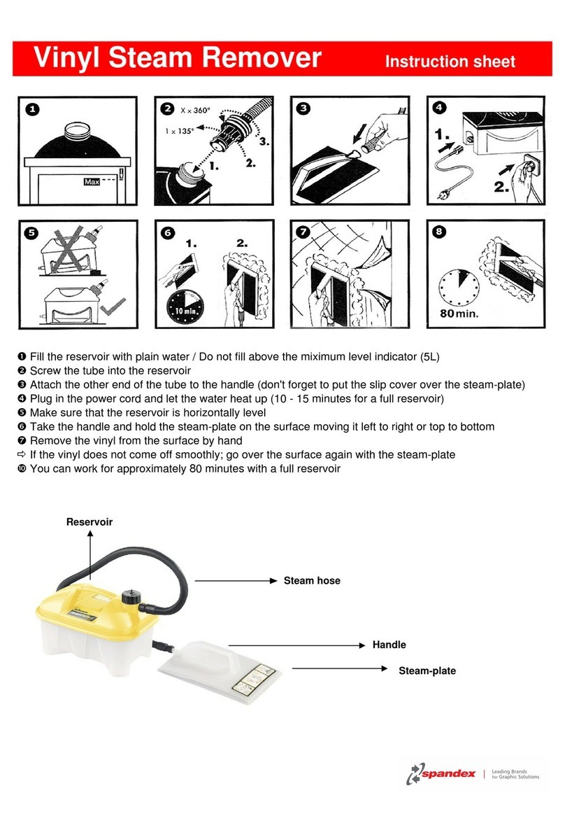 Spandex Vinyl Steam Remover instruction sheet