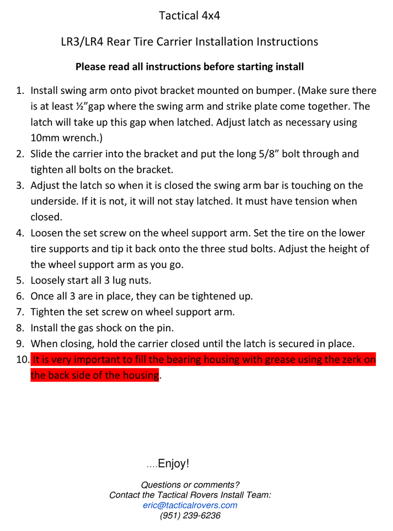 Tactical 4x4 LR3 Rear Tire Carrier installation instructions