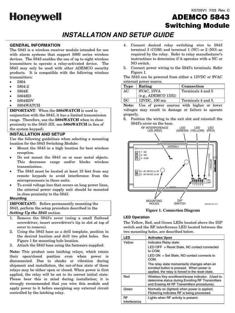 Honeywell ADEMCO 5843 Installation and setup guide