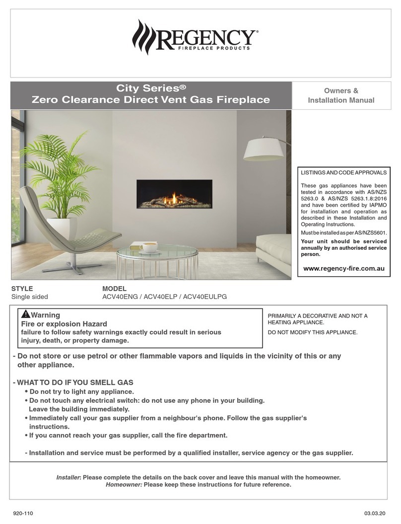 Regency City ACV40E Series Owners & installation manual