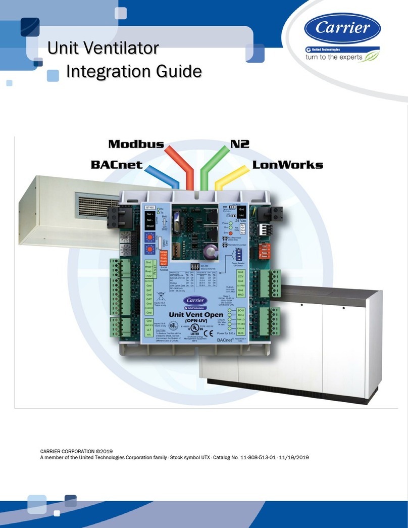 United Technologies Carrier Unit Vent Open Quick setup guide
