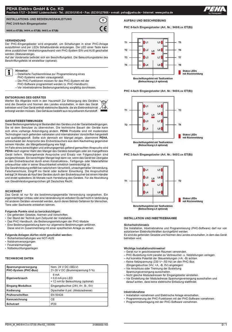 Honeywell PEHA PHC 8-fold input pushbutton User guide