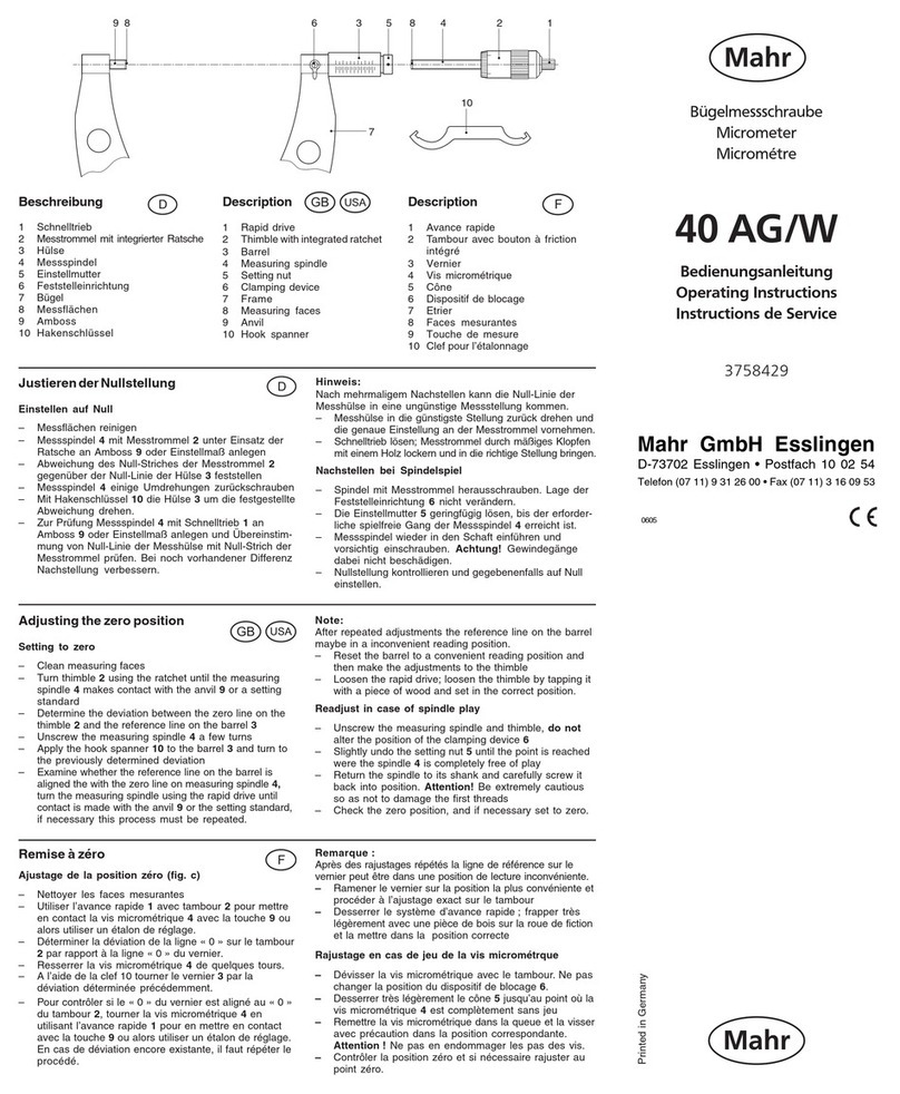 Mahr 40 AG operating instructions