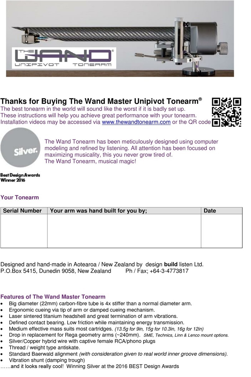The Wand Tonearm Master Unipivot Tonearm manual