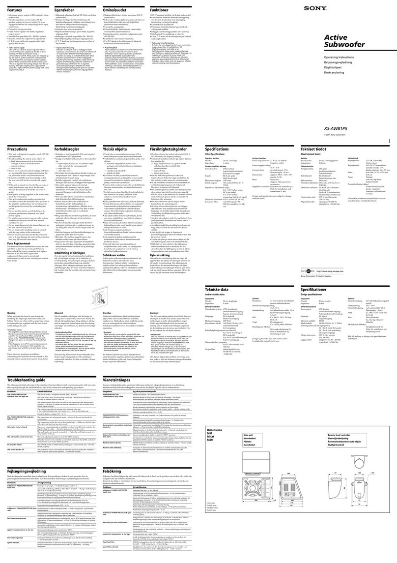 Sony XS-AW81P5 operating instructions
