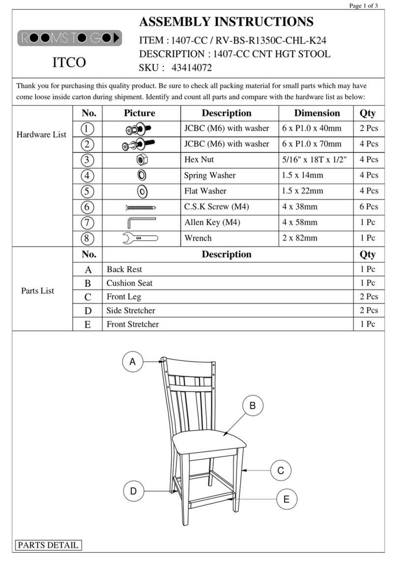 ROOMS TO GO ITCO 1407-CC User manual