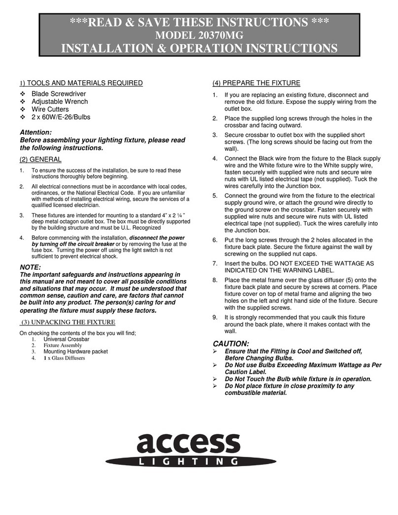 Access Lighting 20370MG Installation & operation instructions