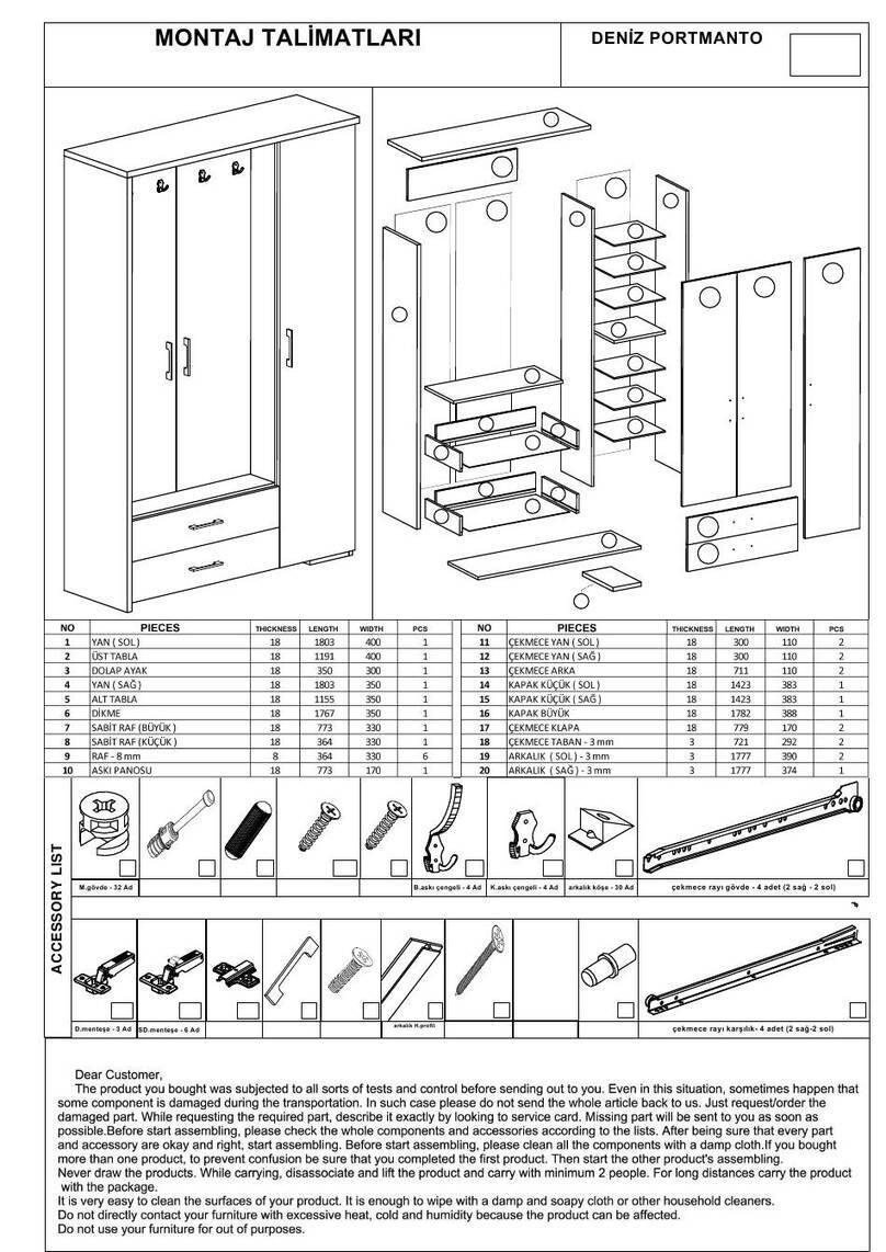 Hepsiburada DENIZ HBV000000E7R3 Assembly manual