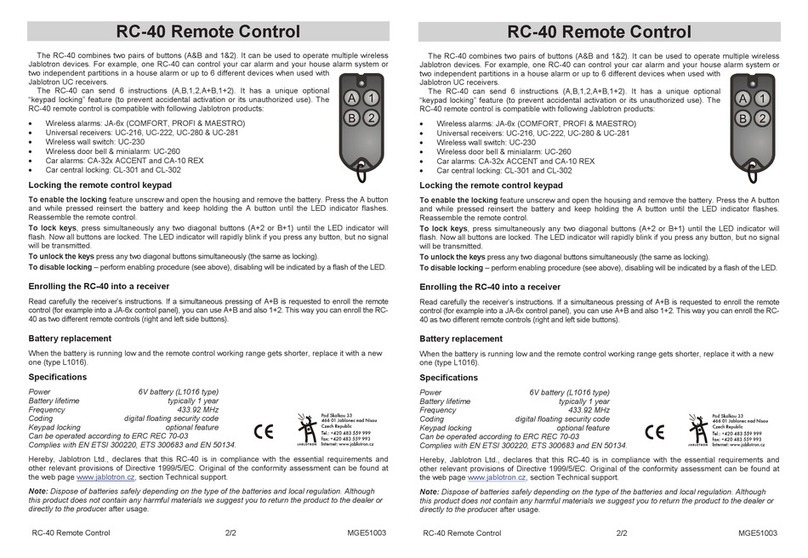 jablotron RC-40 manual