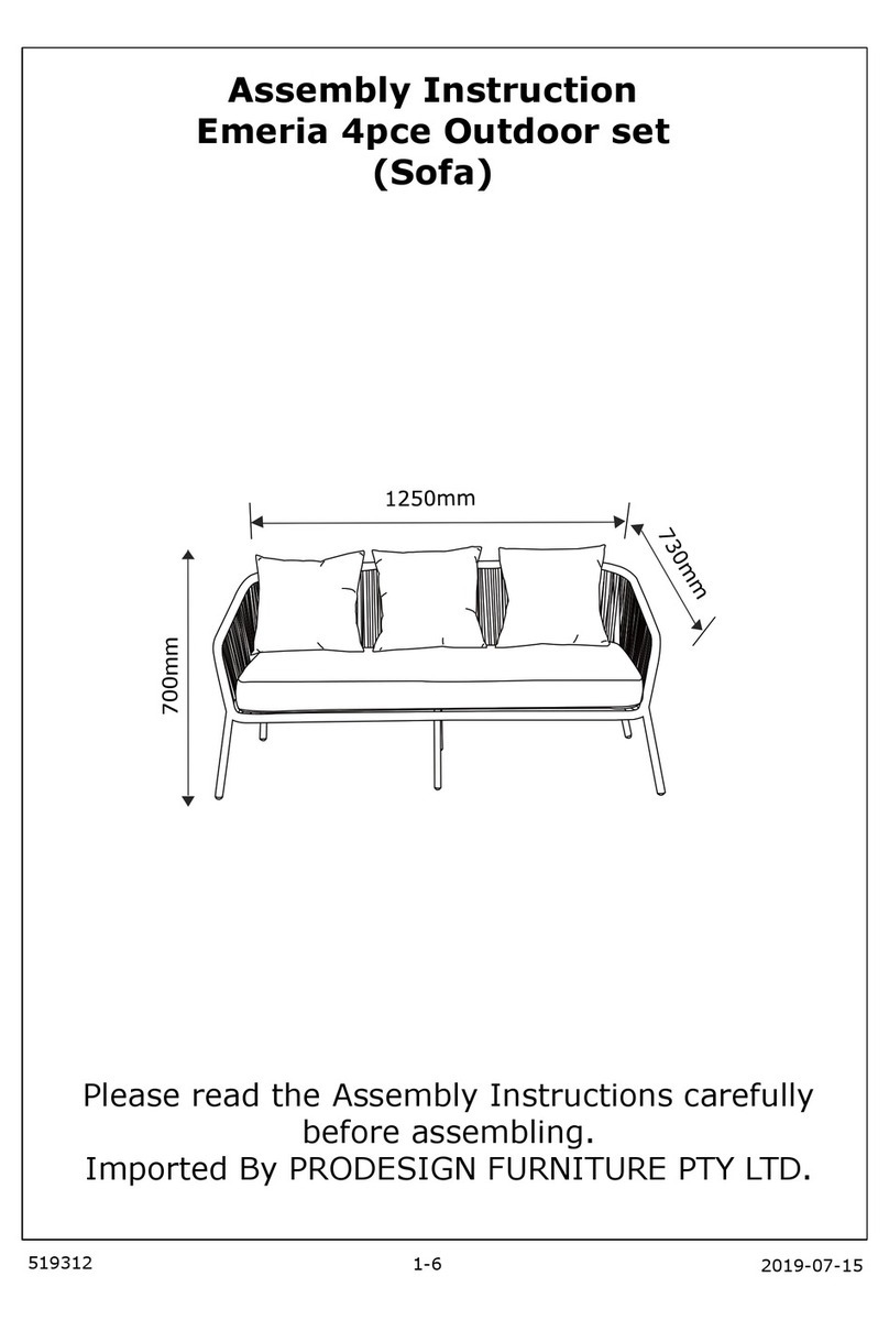 Prodesign Furniture Emeria 4pce Outdoor set Assembly instruction
